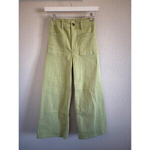 Billabong Womens Wide-Leg High-Waisted Pants Size 24 Light Green Cotton Blend